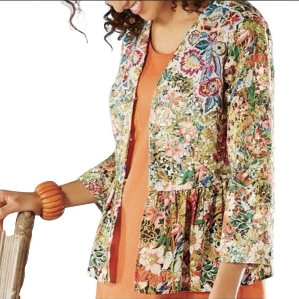 Soft Surroundings Ariege Jacket Floral Lace Art Beaded Embroidery Sm Blazer NWT